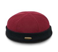Sterkowski Navy Watch | 100% Wool Beanie for Men and Women | Docker Cap Work Outdoor Short Trawler Handmade Warm Longshoremen Sailor Mariner Brimless Fisherman Skully Winter Red/Black 57 cm