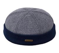 Sterkowski Navy Watch Beanie Cap | 100% Wool 54-65 cm Docker Work Sailor Brimless Skullcap Fisherman Nautical Handyman Bushcraft Trawler Warm Mens Winter 58 Grey and Blue