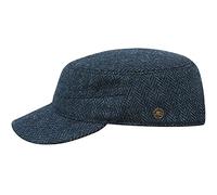 Sterkowski Patrol Cap | 100% Harris Tweed Baseball Cap | Warm Woolen Patrol Cap Scotland Baseball Cap Canadian Baseball Cap Donegal Tweed Hat Trapper Hat Men Hunting Irish Ball Cap 59 cm Blue/Black