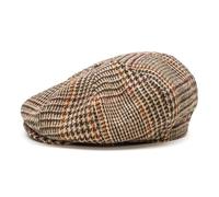 Sterkowski Peaky Style Cap | 100% Harris Tweed Newsboy for Men Flat Mens Caps Baker Boy Wool Warm Hat Paperboy Peaks Retro 59 cm Beige Check
