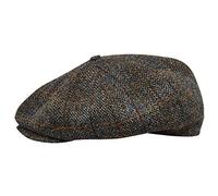 Sterkowski Peaky Style Cap 100% Harris Tweed Newsboy Hat for Men Baker Boy Retro Vintage Golf Irish Flat Cap 58 cm Brown/Blue Check