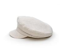 Sterkowski Pireus Cap | 100% Linen Sailor Hat | Vintage Barge Cap Mariners Cap Breton Cap Military Cap Greek Fishermans Cap Fiddler Cap Women Grandad Hats Mens Summer Cap UK 7 1/4 Beige