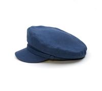 Sterkowski Pireus Cap | 100% Linen Sailor Hat | Vintage Barge Cap Mariners Cap Breton Cap Military Cap Greek Fishermans Cap Fiddler Cap Women Grandad Hats Mens Summer Cap UK 7 1/4 Blue