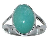 Sterling 925 SILVER Natural Amazonite Ring Sizes from L 5½ to Y 12, Solitaire Gemstone (T)