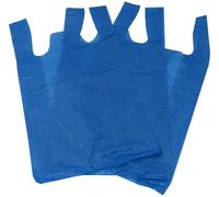 Sterling Bargains 500 Large Carrier Bags - 11 x 17 x 21, Medium Duty Blue Vest - Eco Friendly, Recycled Strong Plastic, 16 Micron