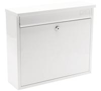Burg Wächter Post Box MB02 White Elegance – Wall-mounted Galvanised Steel, Lockable, 36x31x10cm