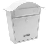 Burg-Wachter MB01 White Classic Wall Mounted Galvanised Steel Lockable Weatherproof Post Box - 36x37x13cm