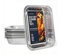 Sterling Heavy Duty Aluminium Foil Trays 33cm - Strong Catering Disposable Baking & Oven Roasting Trays - Pack of 6