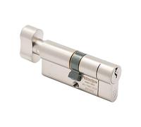 Sterling Int Ext TS007 BS1 1 Star Police Approved Secured by Design Thumbturn Door Cylinder, Satin Nickel, 45mm Internal 45mm Extternal (90mm Total)