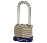 Sterling LPL242 40mm Double Locking Laminated Padlock with Long Shackle, Chrome and Blue