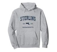 Sterling Massachusetts MA Vintage Sports Design Navy Print Pullover Hoodie