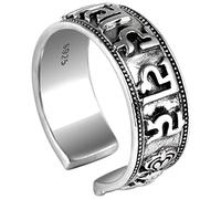 Sterling metal Open Finger Ring 925 Sterling metal Jewelry, Good Luck Men and Women Ring Couples Gifts for Lover Black, Adjustable Opening
