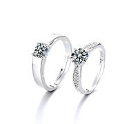 Sterling metal Open Finger Ring Personalized Fashion S925 Sterling metal Jewelry, Male and Female Zircon Diamond Ring Open Couple Rings Gifts for Lover Ring, Adjustable Opening (Ring Adjustabl