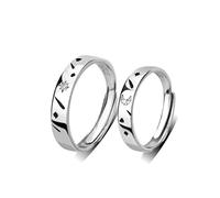 Sterling metal Open Finger Ring S925 Couple Ring, Sun, Moon and Stars, Male Female Pair Personality Gifts for Lover Adjustable Opening (Ring