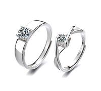 Sterling metal Open Finger Ring S925 Sterling metal Couple Ring Love Heart-Shaped Opening Adjustable Ring Fashion Confession Wedding Jewelry Female Gifts for Lover Ring, Adjustable openi (Ring