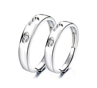 Sterling metal Open Finger Ring S925 Sterling metal Diamond Love Peach Heart Couple Ring Pair Ring Opening Adjustable Ring Ring Gifts for Lover Ring, Adjustable Opening (Ring Adjustable openin