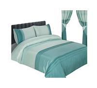 Sterling Mill Duck Egg Luxury Pleated Faux Silk Duvet Cover Set Super King | Luxury Faux Silk | Elegant Pleated Design | Includes 2 Pillowcases | Super King 260 × 220 cm