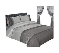Sterling Mill Luxury Opal Faux Silk Bedding Duvet Cover Set Including Pillowcases (Silver & Charcoal, Super King)
