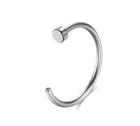 Sterling Nose Ring C-Shape Plain Silver 316L Surgical Steel Body Piercings, Lip Rings, 20g, 0.8mm Thickness, 10mm Diameter