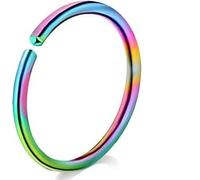 Sterling Nose Rings Hoop Cartilage Helix Plain Nose Rings 316L Surgical Steel Assorted Nose Rings,Lip Rings,Body Piercing 0.8mm Thickness With 8mm Diameter,Beautiful Design