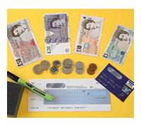Sterling Notes & Coins Set - code 348h Realistic laminated notes an.