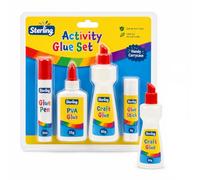 STERLING Products Activity Glue Set, 4 Piece Craft Glue Kit with Glue Stick, PVA Glue, Craft Glue & Glue Pen, School Supplies for Arts, Crafts, Card Making, DIY Projects & Classroom Use