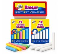 STERLING PRODUCTS Chalk & Eraser Set, 25 Piece Blackboard Writing Set for School, Classroom, Teachers, Children, Home Learning, Drawing & Art