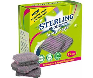 STERLING PRODUCTS Soap Pads 12 Pack - Soap Filled Cleaning Pads for Removing Grease, Burnt Food & Kitchen Stains