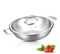 Sterling Saver Tri Ply Stainless Steel Kadai with Lid for Home & Kitchen | SAS Metal Karahi Cooking Pan Compatible for Gas and Induction Hobs | Durable 2.5mm Ideal Kadai for Everyday Cooking - 28Cm
