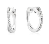 Sterling Silver 0.10ct 15mm Diamond Crossover Hoop Earrings