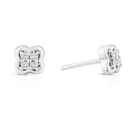 Sterling Silver 0.10ct Diamond Clover Shaped Earrings