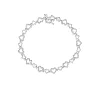 Sterling Silver 0.10ct Diamond Heart Link Bracelet