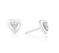Sterling Silver 0.10ct Diamond Heart Shaped Earrings