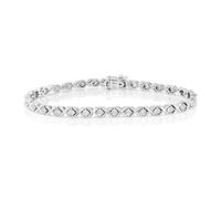 Sterling Silver 0.10ct Diamond Illusion Kiss Tennis Bracelet