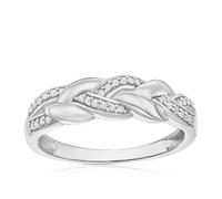 Sterling Silver 0.10ct Diamond Interlink Woven Ring