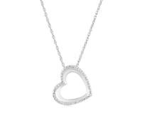 Sterling Silver 0.10ct Diamond Open Heart Pendant Necklace