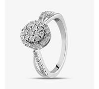 Sterling Silver 0.10ct Diamond Oval Cluster Shoulder Set Ring THR31374-10CH Q
