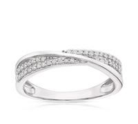 Sterling Silver 0.15ct Diamond Double Row Twist Eternity Ring