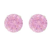 Sterling silver 10mm pink CZ crystal stud earrings. Gift box