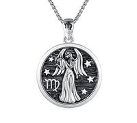 Sterling Silver 12 Constellation Coin Pendant s Horoscope Astrology Embossed Jewelry Birthday Gift for Women Men