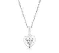 Sterling Silver 16+2" 0.10ct Diamond Heart Shaped Cluster Necklace