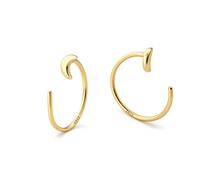 Sterling Silver 16K Gold Plated Moon Half Hoop Backless Sleeper Earrings