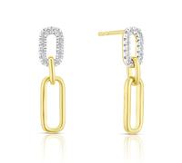 Sterling Silver & 18ct Gold Plated Vermeil 0.10ct Diamond Link Drop Earrings