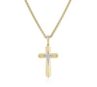 Sterling Silver & 18ct Yellow Gold Plated Vermeil Cubic Zirconia Cross Shaped Pendant