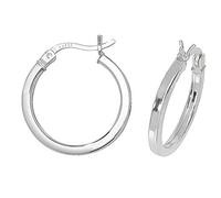 Sterling Silver 20MM Plain Square Tube Hoop Earrings