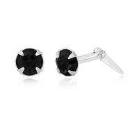 Sterling silver 3.5mm round jet crystal Andralok stud earrings/Gift box