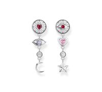 Sterling Silver 3D Symbol & Multi Stone Drop Earrings