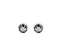 Sterling Silver 3mm 4mm 5mm 6mm 7mm 8mm CZ Round Bezel Rubover Clear Black Stud Earrings Unisex (7mm, Black)