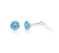 Sterling silver 3mm aqua cubic zirconia cz Andralok stud earrings/Gift box