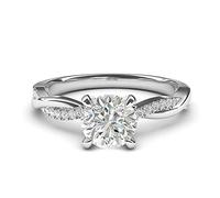 Sterling Silver 4-Prong Petite Twisted Vine 1.0 CT Genuine Moissanite Engagement Ring Promise Bridal Ring (L)